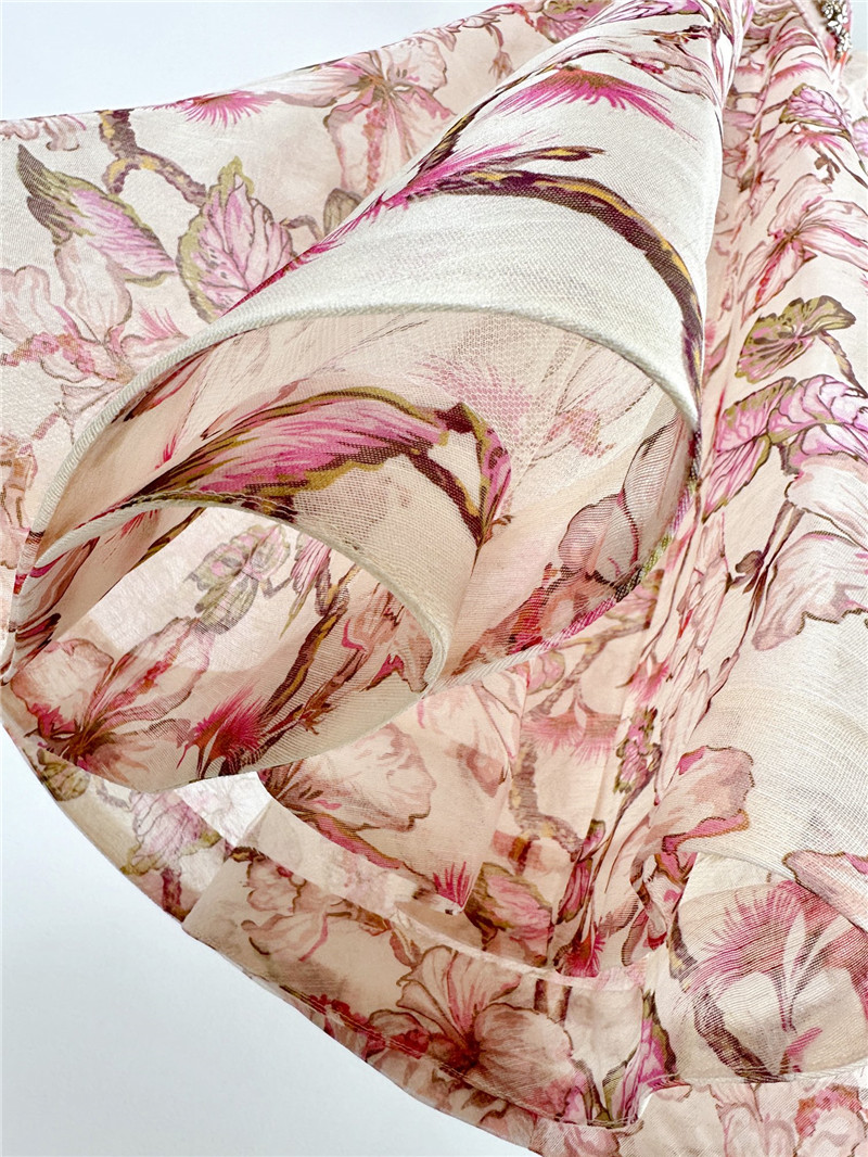 zimm floral pattern long sleeve midi dress replica clothes