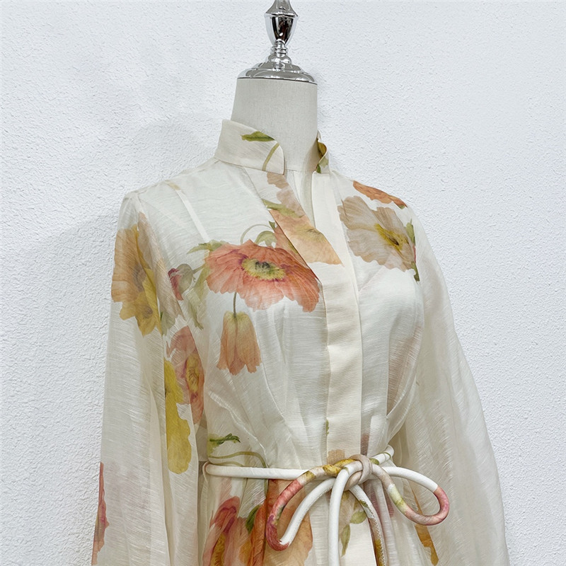 zimm silk and linen printed coat dress replica d&g clothing