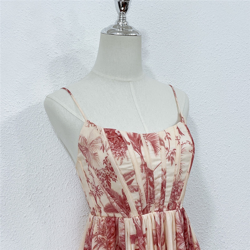 zimm Bamboo knot cotton printed drawstring dress