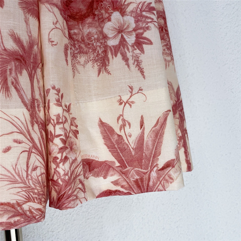 zimm Bamboo knot cotton printed drawstring dress