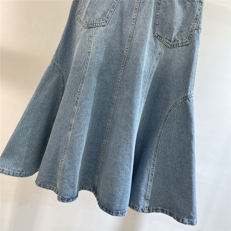 Chloé magnolia hollow embroidered denim skirt replica clothing