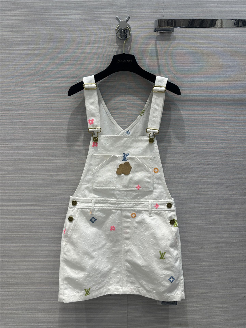 l0vis Vvtt0n lv white denim suspender skirt replica clothing