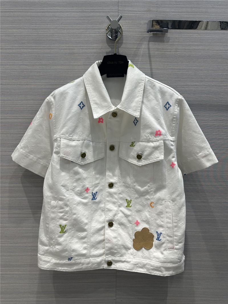 louis vuitton LV denim short sleeve jacket replica clothes