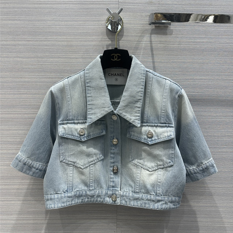 Ch**el denim short sleeve jacket replica clothing