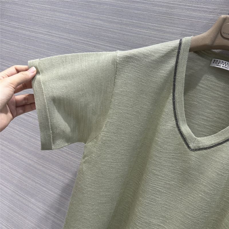 BC linen yarn V-neck top cheap replica designer clothes