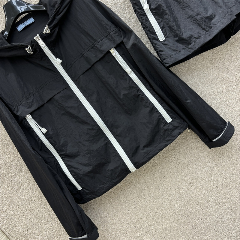 Pra*a contrast color sun protection casual suit replica clothing