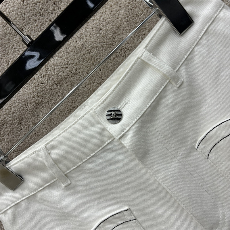 Ch**el round neck denim jacket + denim shorts replica clothes