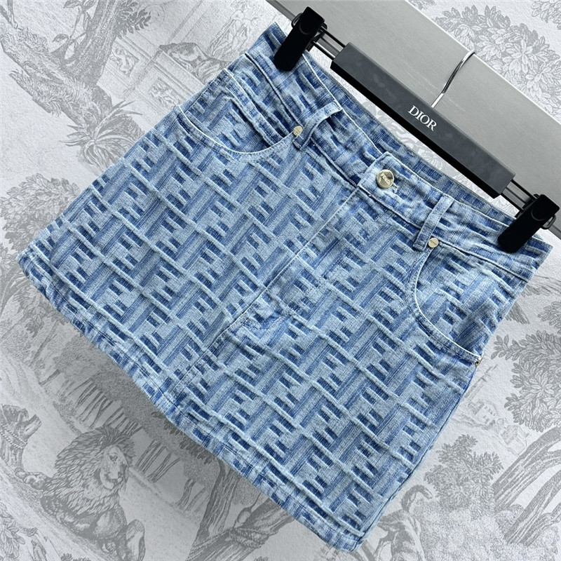 F**di jacquard denim skirt cheap replica designer clothes