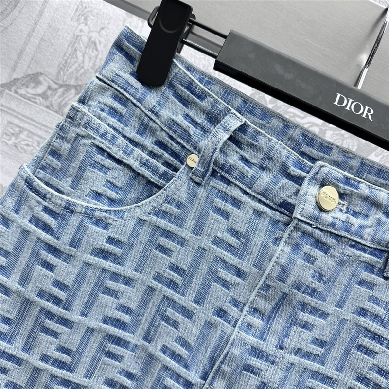 F**di jacquard denim skirt cheap replica designer clothes