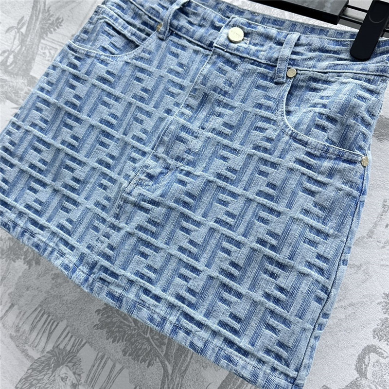 F**di jacquard denim skirt cheap replica designer clothes