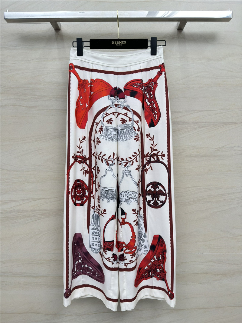 H**me5 chain saddle print silk trousers replica clothes