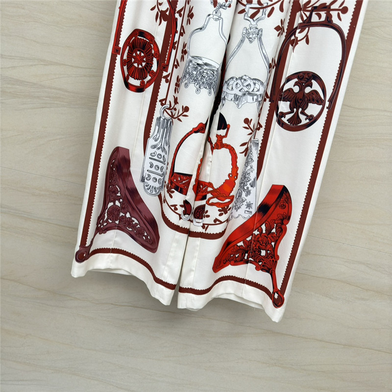 H**me5 chain saddle print silk trousers replica clothes