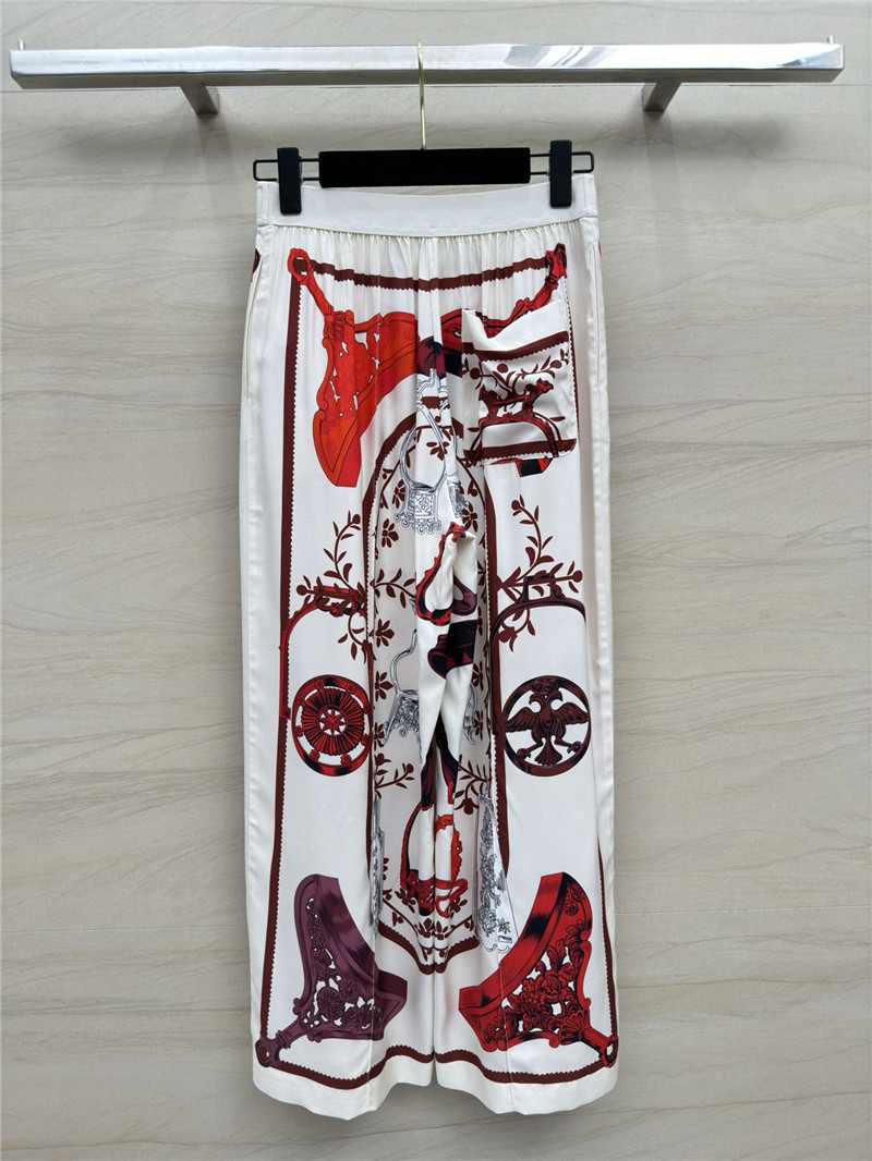 H**me5 chain saddle print silk trousers replica clothes