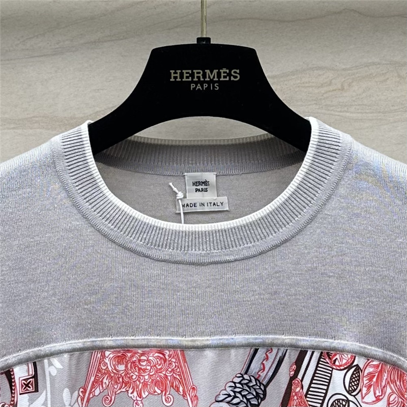H**me5 patchwork silk cashmere t-shirt in grey