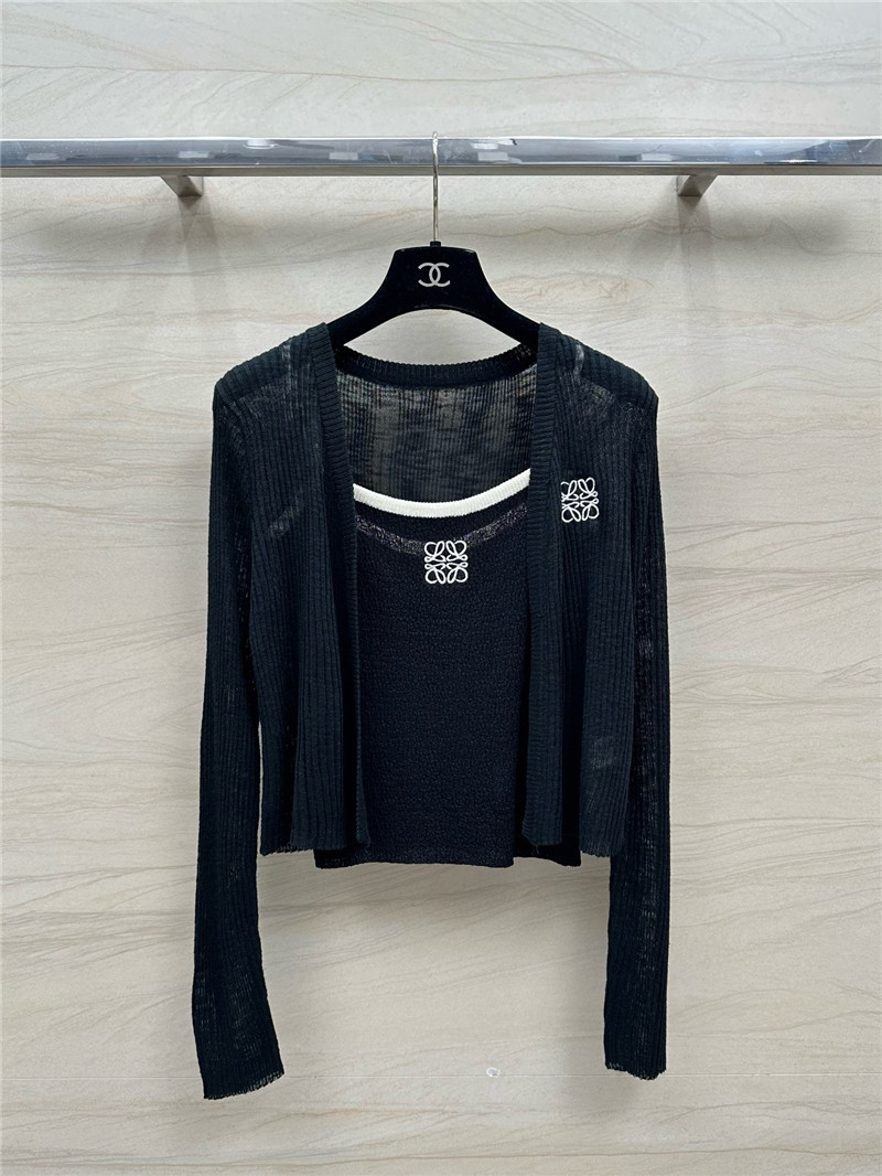 L0ew* black linen yarn cardigan