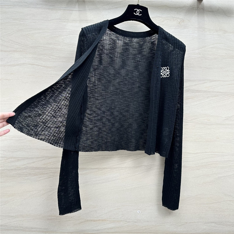 L0ew* black linen yarn cardigan