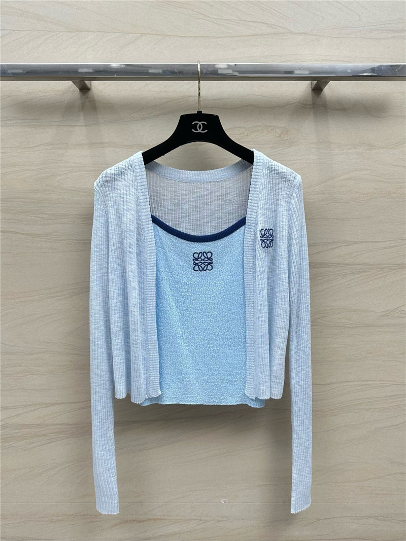 L0ew* blue linen yarn cardigan