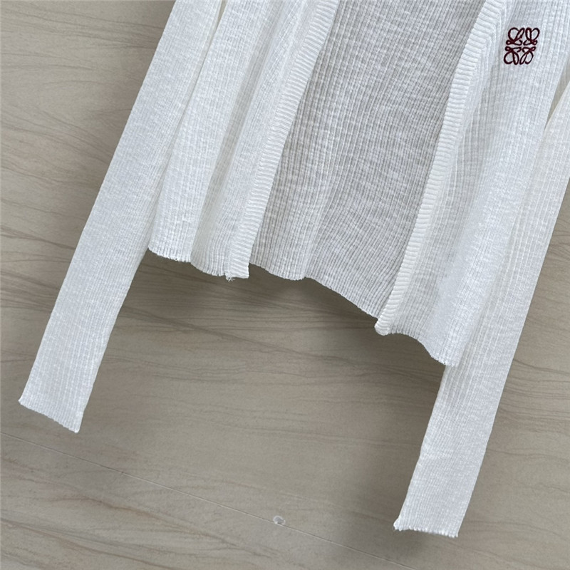L0ew* logo linen yarn cardigan white