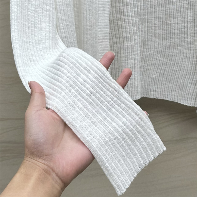 L0ew* logo linen yarn cardigan white