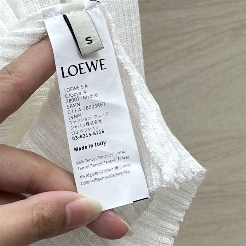 L0ew* logo linen yarn cardigan white