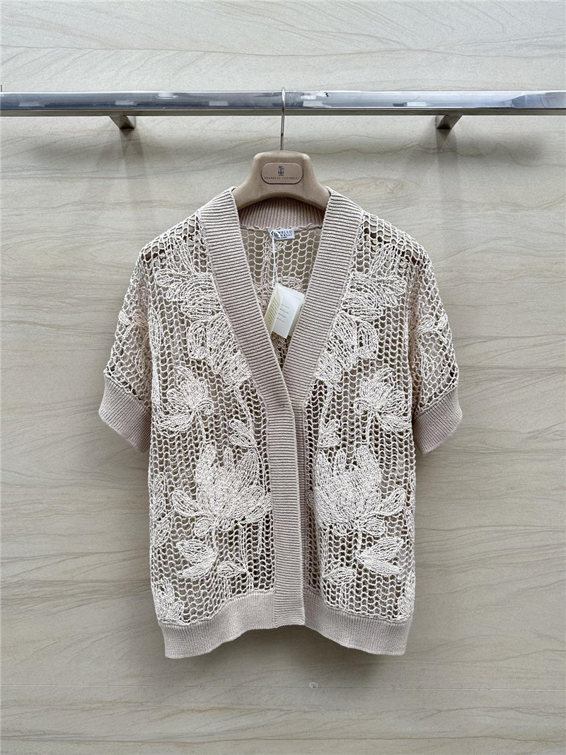 BC Hollow Embroidered Cardigan Beige