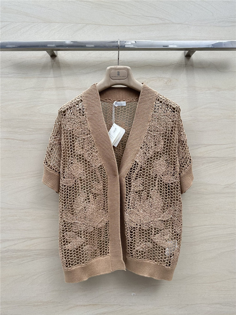 BC Hollow Embroidered Cardigan Brown