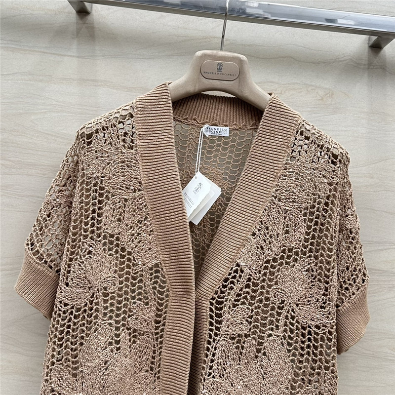 BC Hollow Embroidered Cardigan Brown
