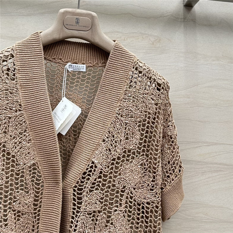 BC Hollow Embroidered Cardigan Brown