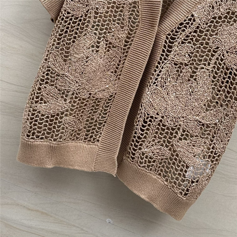 BC Hollow Embroidered Cardigan Brown