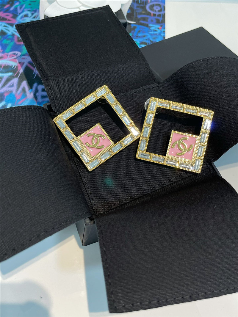 Ch**el pink square earrings
