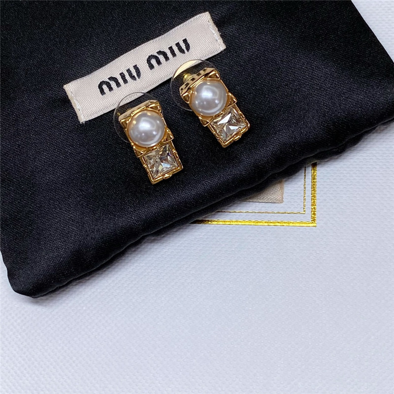m1um1u pearl D1am0nd earrings