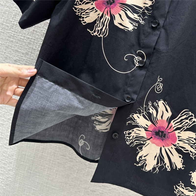 Pra*a black floral print short sleeve shirt replica d&g clothing