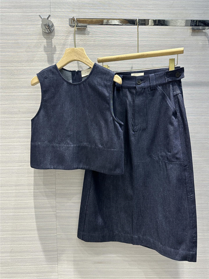 the row original color denim vest suit replica clothes