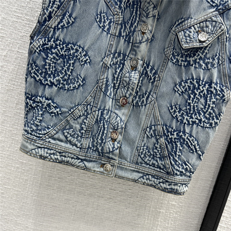 Ch**el tie-dye washed denim vest jacket replica clothing