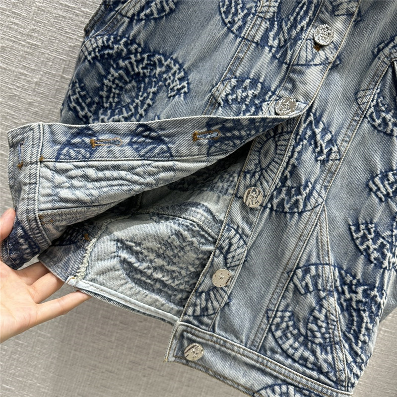 Ch**el tie-dye washed denim vest jacket replica clothing