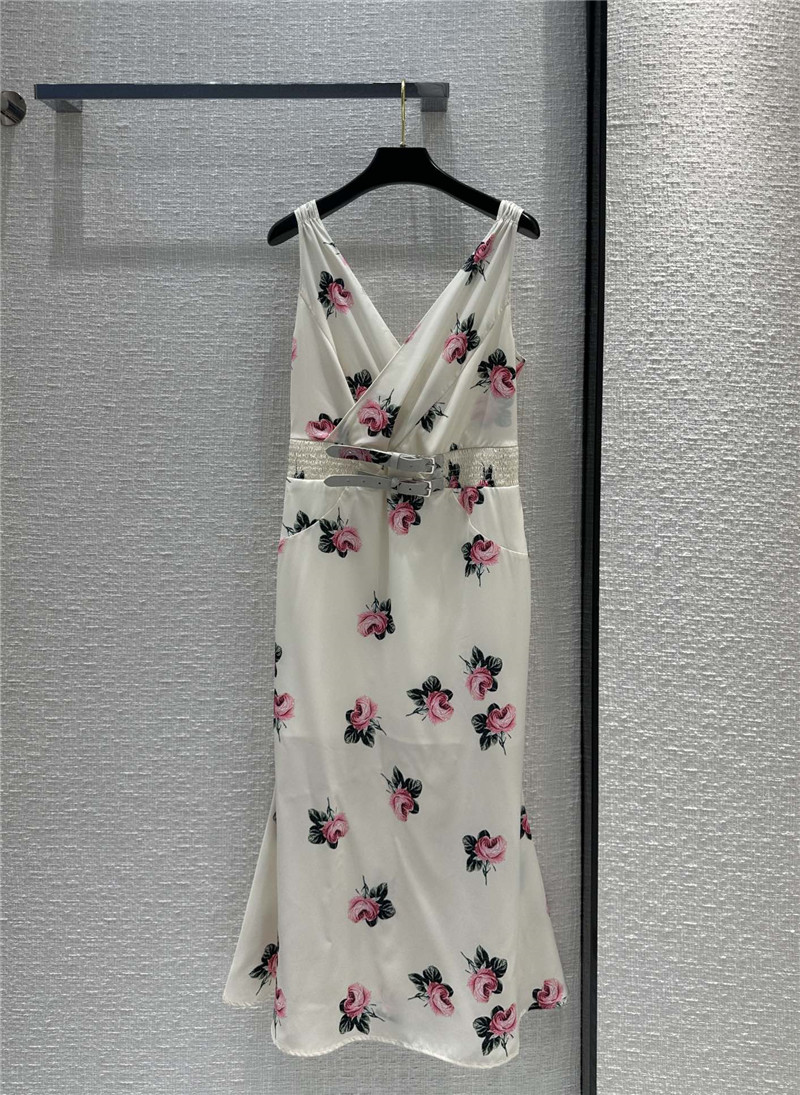 Pra*a floral print french dress replica designer clothes