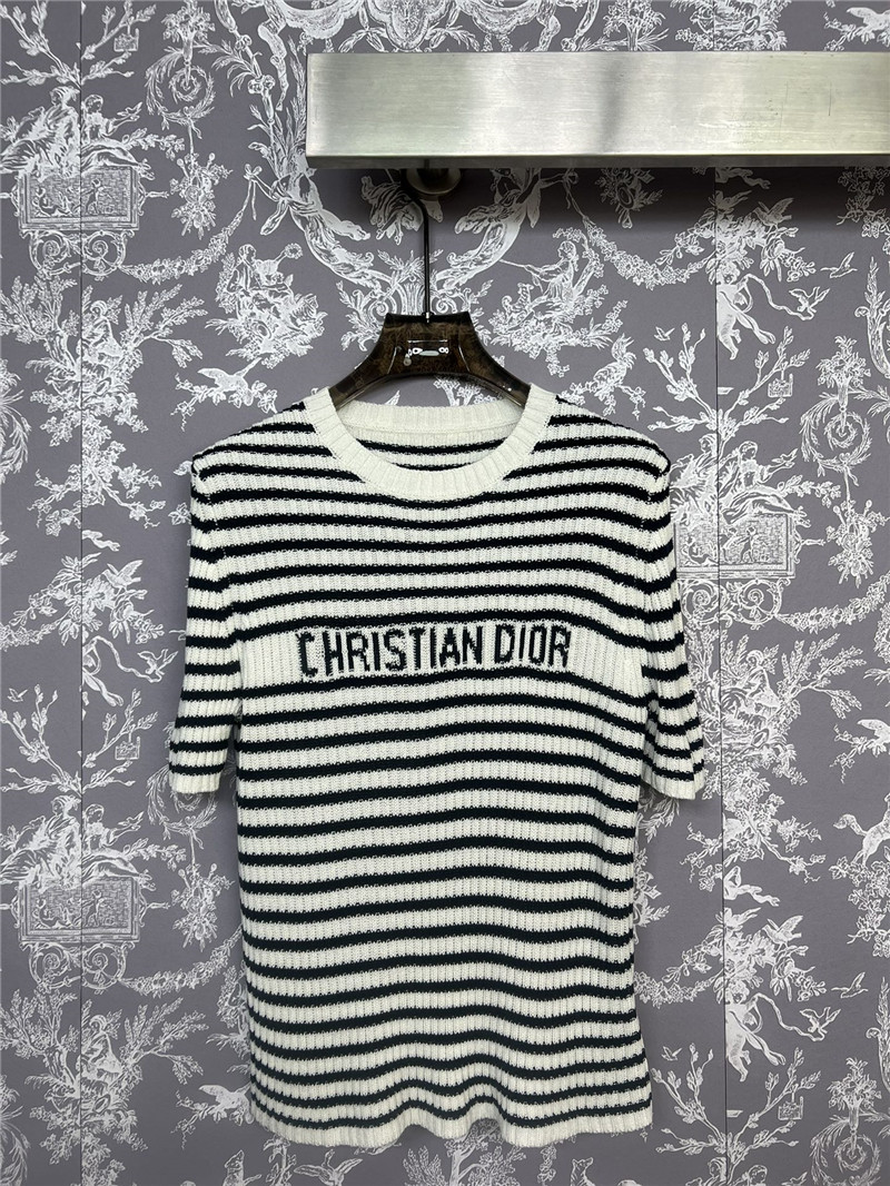 dior striped knitted short sleeve replica clothing sites