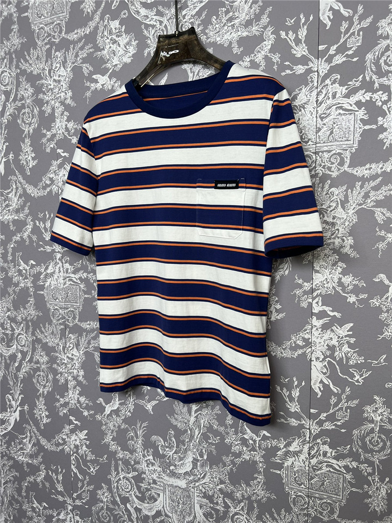 M1um1u new striped short-sleeved t-shirt replica clothing sites
