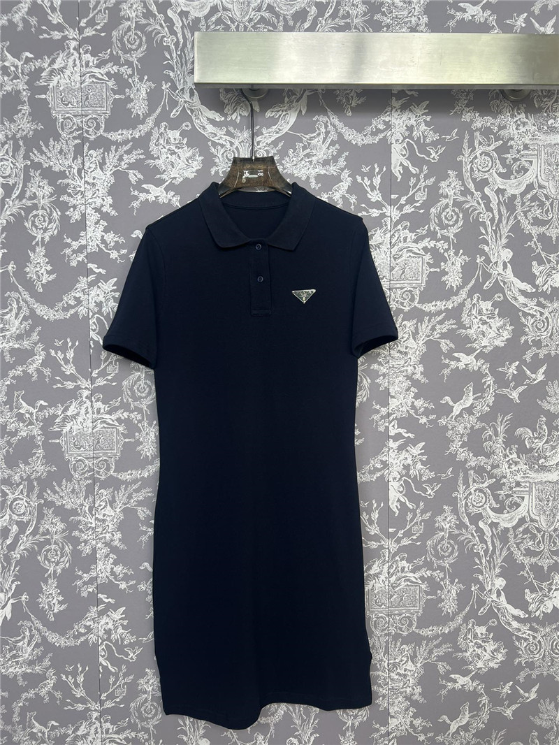 Pra*a new polo collar dress replicas clothes