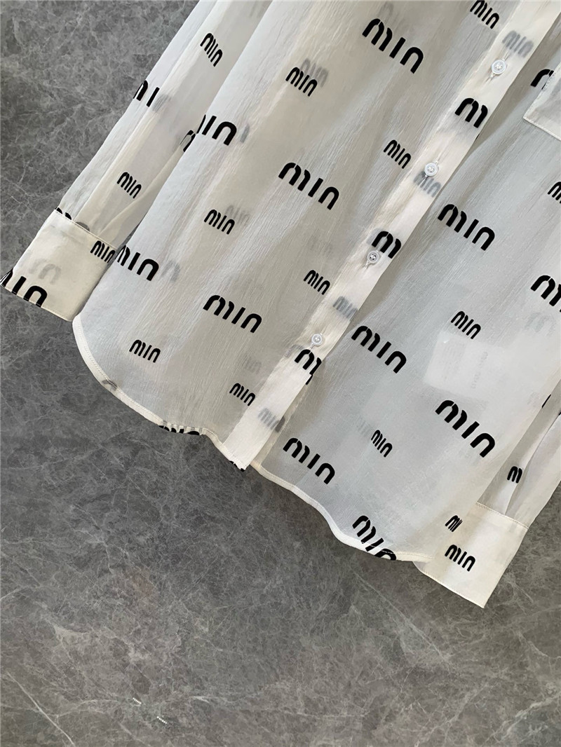 M1um1u flocked printed long-sleeved shirt replica clothes