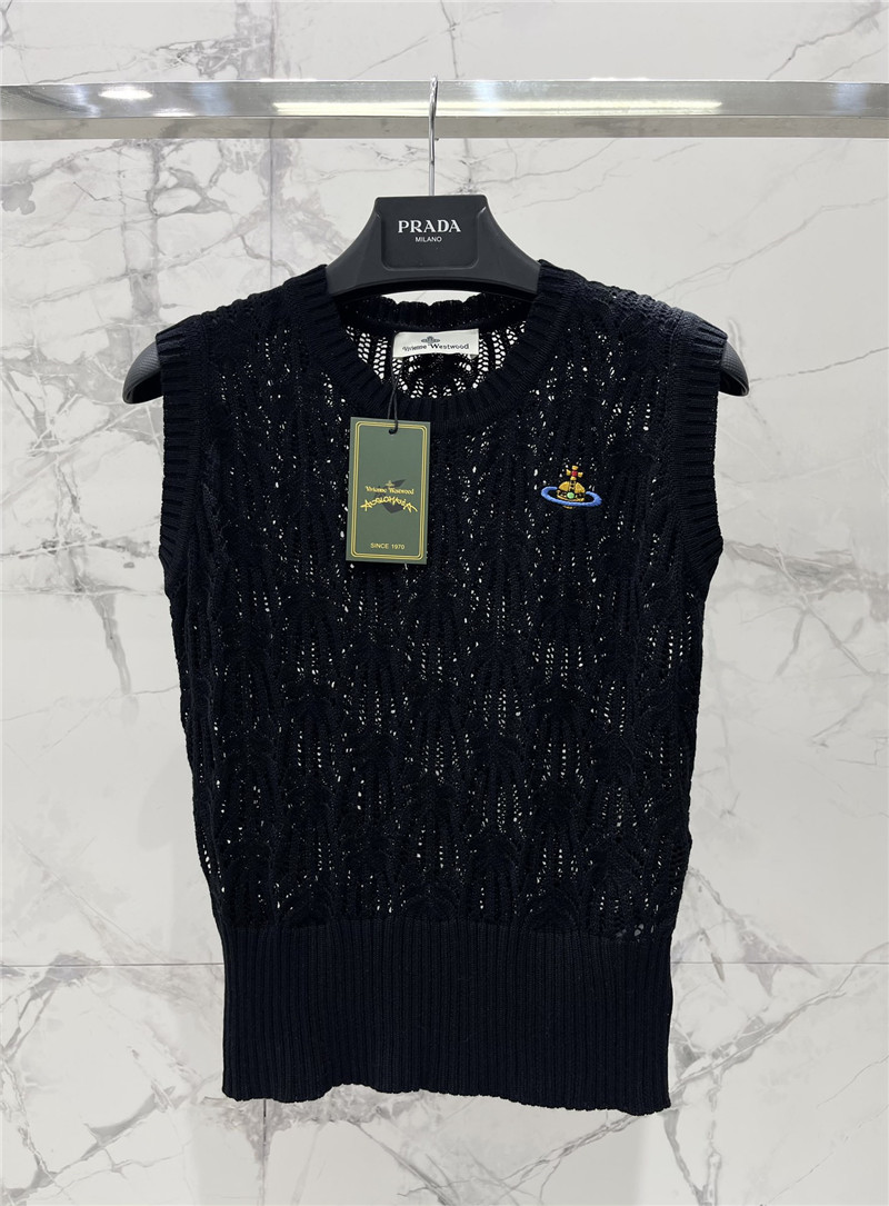 D10r hollow crochet crew neck knitted vest replica clothing sites