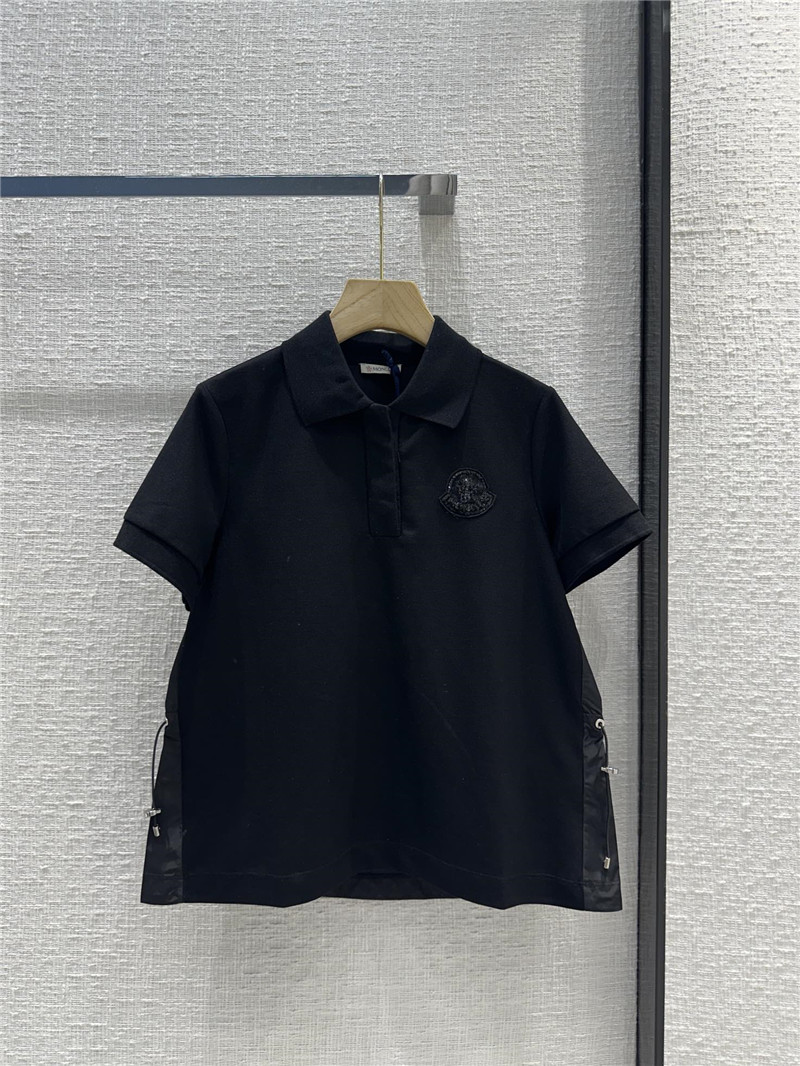 Moncler nylon patchwork polo shirt short sleeve replica clothing