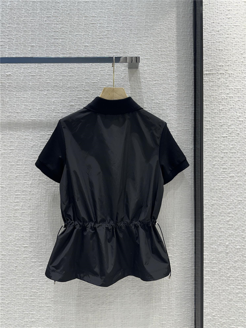 Moncler nylon patchwork polo shirt short sleeve replica clothing