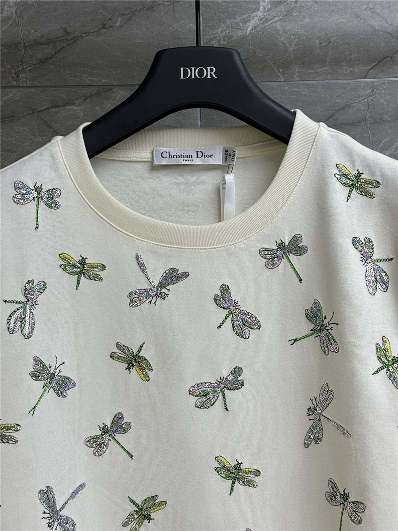 D10r sequined dragonfly embroidered t-shirt replica clothes