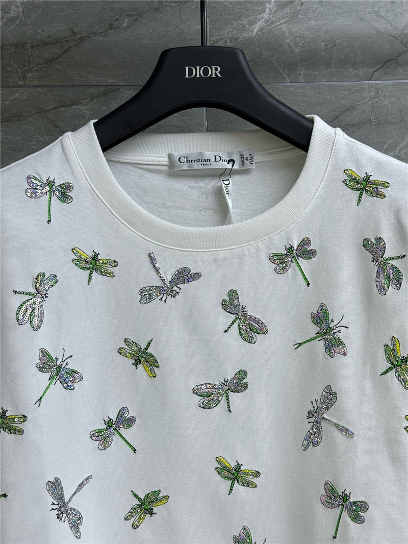 D10r sequined dragonfly embroidered t-shirt replica clothes