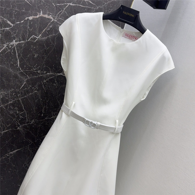 Va1e*ntin0 v-shaped belt short-sleeved dress replica clothes