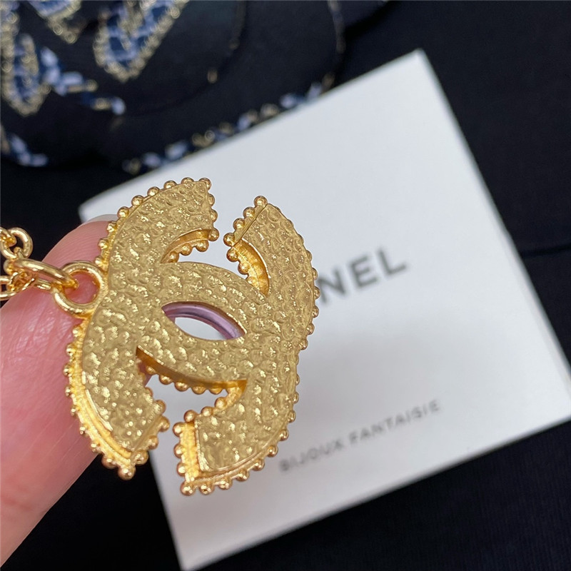 Ch**el pink glass double c necklace