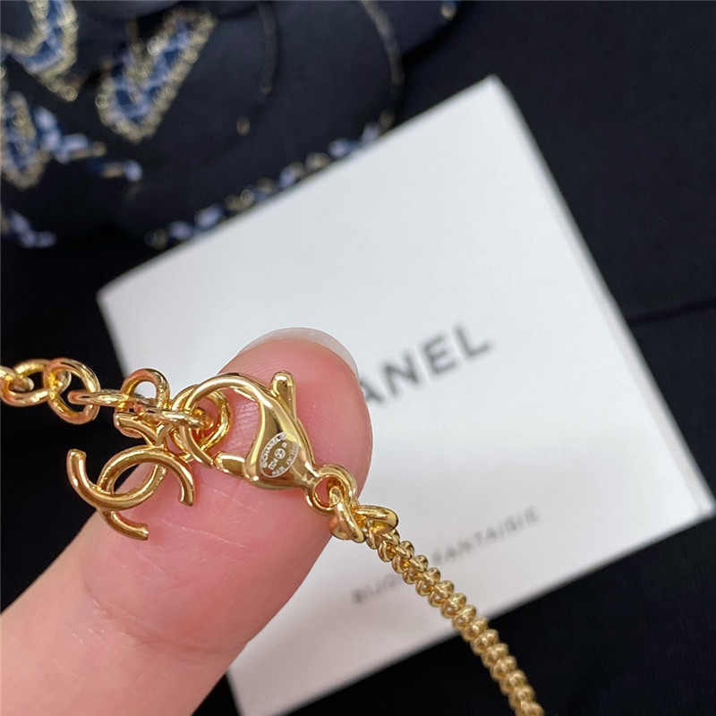 Ch**el pink glass double c necklace