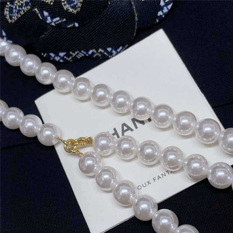 Ch**el double c white love pearl waist chain