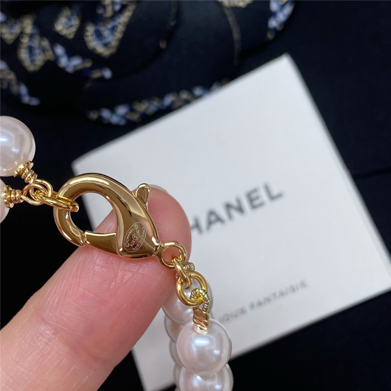 Ch**el double c white love pearl waist chain